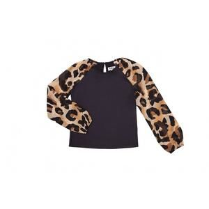 NEW MIA girls' leopard chiffon sleeve top in black